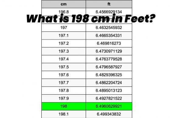 198 cm in feet