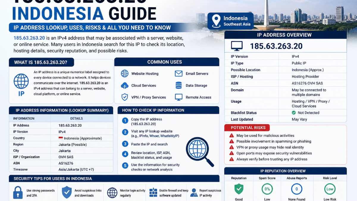 185.63.263.20 Indonesia Guide: IP Address Lookup & Security